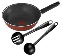 Amazon.co.jp限定【T-falスペシャルセット】 オプティマル フランボワーズ ウォックパン 22cm C05275 レードル&ストレーナー付き