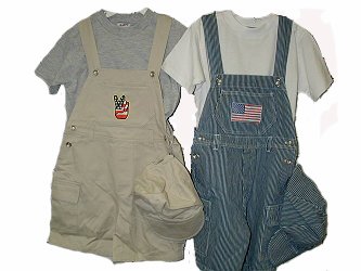 Boys Sizes 4/5/6/7 Stripe Denim/Khaki Twill Embroidered Pocket Shortall 2-PC Sets with Cap, (Prepack=24 Sets Assorted Sizes/Emb. Designs, Each $8.00)