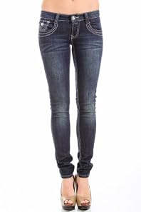 Way Jeans Embroidered Pocket Jeans in Dark Denim