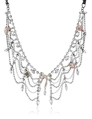 Betsey Johnson "Enchanted Forest" Bow and Spider Crystal Collar Necklace, 19"
