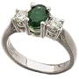 Platinum Oval Shape Emerald with Two Side Diamond Ring