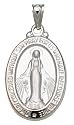 14k White Gold Oval Miraculous Medal