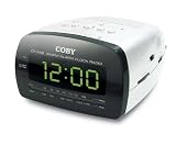 COBY CR-A68S Dual Alarm Clock Radio, Silver