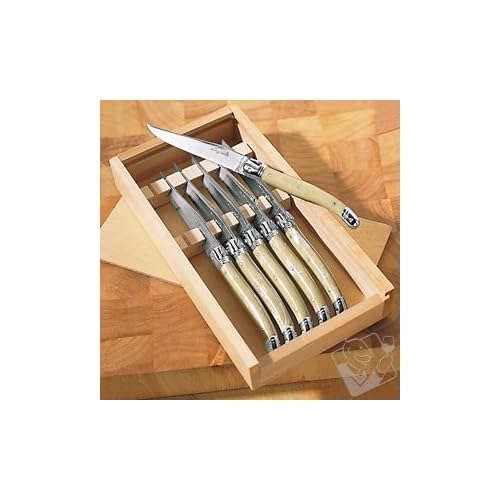*^ Jean Dubost Laguiole 6Piece Steak Knives Pearlized Ivory