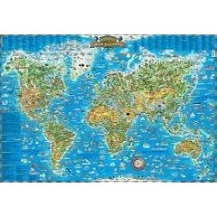 Die Welt. Karte f�r Kinder. Poster