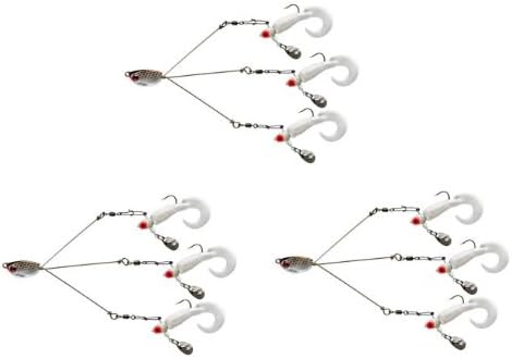 (3) YUM Fishing Lures YUMBRELLA Tripod 3 Wire Multi-Swimming Rigs - White Grub
