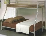 Twin Full Size Metal Bunk Bed with Sleek Design in Silver Finish