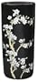 Elegant Wedding Anniversary Gift Idea - 17" Japanese Hand Painted White Blossoms on Black Porcelain Umbrella & Cane Stand