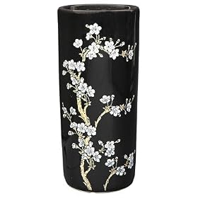 Elegant Wedding Anniversary Gift Idea - 17 Japanese Hand Painted White Blossoms on Black... by ORIENTAL FURNITURE