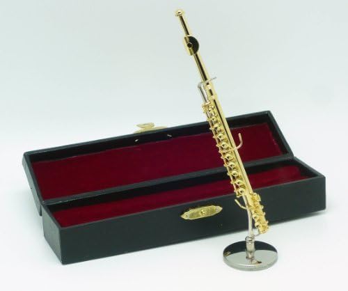 Ornaments miniature musical instrument figure flute Gold 1/6 scale special case &amp; stand with