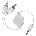 Eforcity Premium Retractable 3.5mm to Composite R/L Audio Stereo Cable, White {Compatible with: All iPods, Microsoft Zune, Any electronic devices w/ 3.5 mm output}