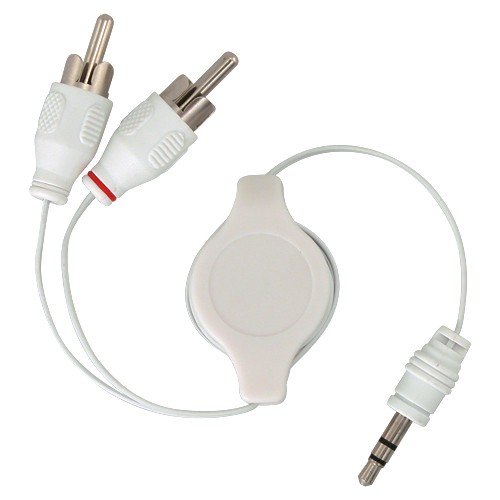 Electronics: Eforcity Premium Retractable 3.5mm to Composite R/L Audio Stereo Cable, White {Compatible with. All iPods, Microsoft Zune, Any electronic devices w/ 3.5 mm output}