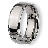 Beveled Edge Polished Stainless Steel Ring (8.0 mm) - Sizes 6-13
