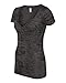 Ladies Burnout Deep V-Neck Tee (Black) (2X-Large)