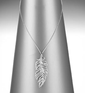 Autograph Diamanté Feather Pendant Necklace