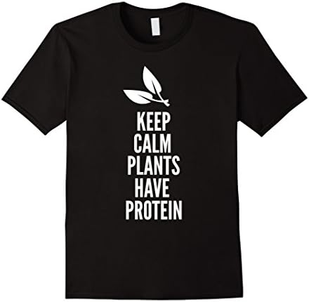 Men's Keep Calm Plants Have Protein Vegan Vegetarian T-Shirt 2XL Black