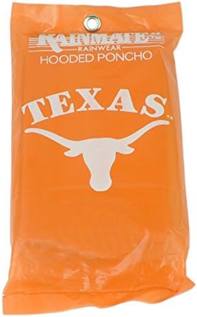 NCAA Texas Longhorns Adult Rain Poncho Hooded Storm Weather Orange One Size Fan