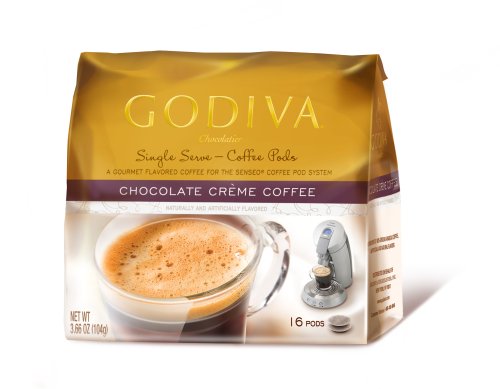 Godiva Chocolate Cr me Coffee Single Serve, Coffee Pods, 16 Count, 3.66 Ounce Bags (Pack of 3)