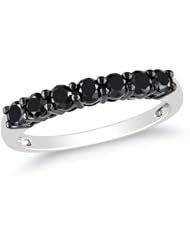 10k White Gold Black Diamond Ring (0.7 Cttw)
