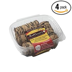 Aunt Gussie's Classic Chocolate Chip Almond Biscotti Chocolate Drizzled, 12-Ounce Tubs (Pack of 4)