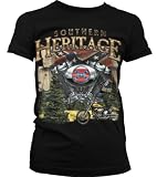 Southern Heritage Motorcycles Juniors T-shirt, Confederate Flag Chopper Engine Design Juniors Shirt