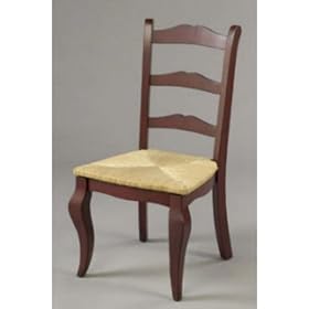 Red dining chair with rush seat. by ARTS AS ANTIQUES