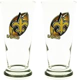 New Orleans Saints Two Pack 12-Ounce Flared Pilsner Glasses