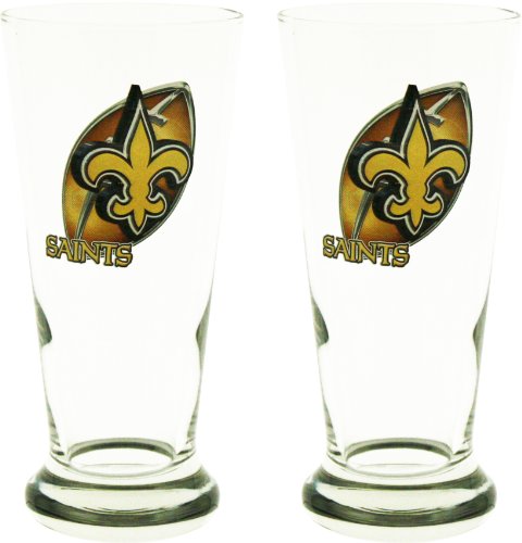 New Orleans Saints Two Pack 12-Ounce Flared Pilsner Glasses