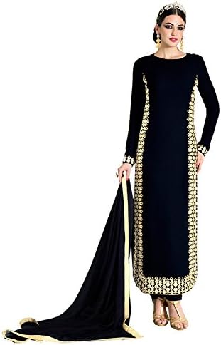 Prachstore Straight Cut Style Black with Butta Work Wonderful Unstitched Salwar