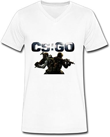 Emoute Men's CSGO V-neck T-shirts XL White