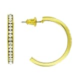 14k Yellow Gold Tone Cz Hoop