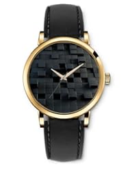 SPRAWL Aanalog Fashion Series Gold Ladies Watches of Genuine Black Leather Strap,Unique Wrist Watch for Women Girls Designed with Gray cubes dimensions