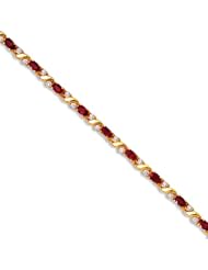 14k Yellow Gold Natural Garnet And Diamond Tennis Bracelet