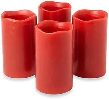 Loft Living Flameless LED Pillar Candles with Timer in Red (Set of 4)