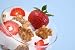 Glass of Yogurt Fresh Strawberries and Cereals on Blue - 24