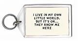 I Live In My Own Little World, but it's OK... They know me here Keychain