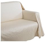Scroll Jacquard Sofa Throw Cover, Beige