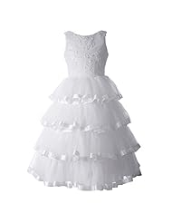 Girls Polyester/Satin/Taffeta   Embroidered  Dress With a Ribbon  and Ruffles and Pearls