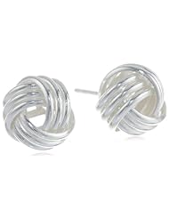 Silvertone Three Row Large Love Knot Post Stud Earrings