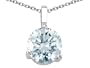 1.25 cttw Genuine Round Aquamarine Solitaire Pendant in 14k White Gold