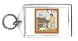 Keychain with man, humans, human, body, individuals, feeding, egypt, people, individual, persons, cow, person, history