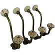 Red and White Set of 4 Antique Style Ceramic Double Wall Hooks, Each a Different Design