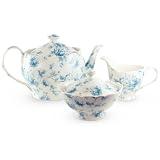 Blue Rose Toile Teapot and Serving