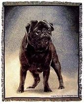 Black Pug Black Pugs Cotton Tapestry Throw Blanket