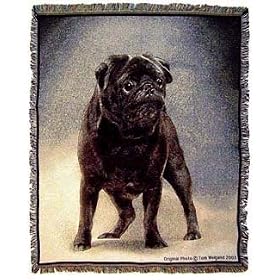 Black Pug Throw