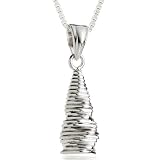 Unique Spiral Cone Shape Pendant Necklace Sterling Silver
