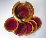 Pink Agate Coaster Set