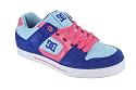 DC PURE LADIES LEATHER & SUEDE SKATE SHOES BLUE/PINK