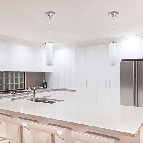 HomeSelects7260 Contempo Pendant Light, Brushed Nickel with White Shade, 4"L x 4"W x 12"H with 72" Long Adjustable Hang Cord