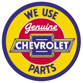 Chevrolet Chevy Round Genuine Parts Vintage Bar Metal Antique Nostalgic Collectible Tin Sign
